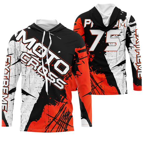 Maillot Cross Dirt Bike Personnalisé Rouge, Cadeau Pilote Moto Cross, Courses Tout-Terrain - MZ29122208 - Anti-UV T-shirt Manches Longues à Capuche