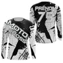 Anti-UV manches longues maillot motocross noir blanc Xtreme, design dirt bike épuré personnalisé