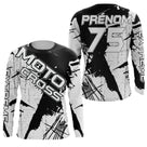 Anti-UV manches longues maillot motocross noir blanc Xtreme, design dirt bike épuré personnalisé