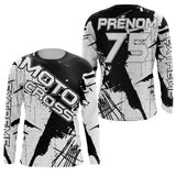 Maillot Cross Dirt Bike Personnalisé Noir Et Blanc, Cadeau Pilote Moto Cross, Courses Tout-Terrain - MZ29122209 - Anti-UV T-shirt Manches Longues