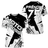 Maillot Cross Dirt Bike Personnalisé Noir Et Blanc, Cadeau Pilote Moto Cross, Courses Tout-Terrain - MZ29122209 - T-shirt Col Rond Unisexe