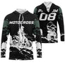 Maillot motocross camouflage vert kaki noir avec moto cross et lettrage Motocross, prénom numéro 08 imprimés