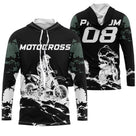 Maillot motocross camouflage vert kaki noir avec moto cross et lettrage Motocross, prénom numéro 08 imprimés