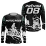 Anti-UV manches longues maillot motocross camo vert noir, design dirt bike tactique personnalisé