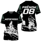 Anti-UV à capuche maillot motocross camouflage vert kaki, lettrage Motocross et numéro de course personnalisé