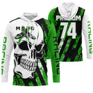 Maillot cross moto vert chartreuse variante coloris crâne MX racing personnalisé pilote