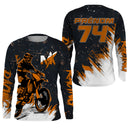 Anti-UV manches longues motocross noir orange Racing, tenue piste avec prénom et numéro pour pilote