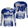 Anti-UV manches longues sweat motocross Moto X bleu, tenue piste avec prénom et numéro pour pilote