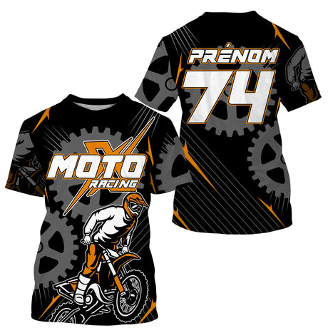 Maillot Cross Personnalisé Protection UV, Cadeau Original Pilote MX, Kit Chaîne De Transmission - CT22122202 - T-shirt All-Over Col Rond