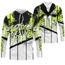 Maillot motocross blanc noir vert citron avec éclats de peinture et lettrage Extreme Racing, prénom et numéro 11 imprimés