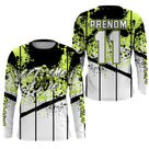 Anti-UV manches longues maillot motocross vert citron noir, design dirt bike fluo personnalisé