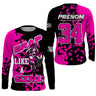 Maillot Cross Protection UV Rose, Cadeau Personnalisé Pilote Moto Cross, Grap Fille - CT22122210 - Anti-UV T-shirt manches longues