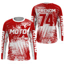 Anti-UV manches longues maillot motocross rouge blanc MotoX, design dirt bike racing personnalisé