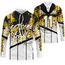 Maillot motocross jaune noir avec éclats de peinture et lettrage Extreme Racing, prénom et numéro 11 imprimés