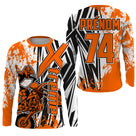 Anti-UV manches longues maillot motocross orange blanc Xtreme, design dirt bike racing personnalisé
