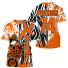 Anti-UV à capuche maillot motocross orange blanc, lettrage Xtreme et numéro de course personnalisé
