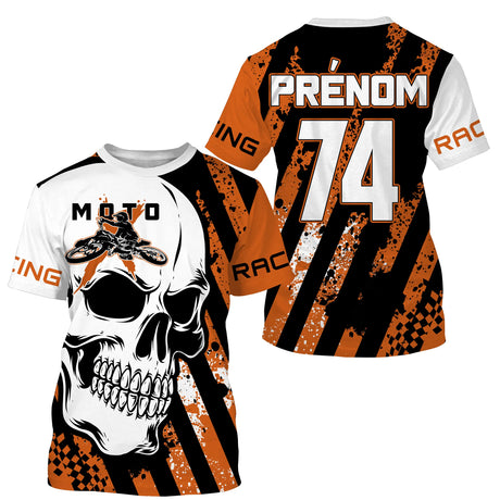 Maillot Cross Dirt Bike Personnalisé Orange, T-shirt Pilote Moto Cross Tout-Terrain - MZ29122201 - T-shirt Col Rond unisexe