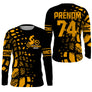 Anti-UV manches longues maillot motocross jaune noir For Life, design dirt bike passion personnalisé