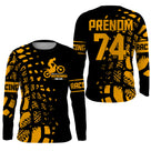 Anti-UV manches longues maillot motocross jaune noir For Life, design dirt bike passion personnalisé