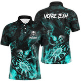 T-shirt Polo Darts Skull Personnalisé – Style Gothique Flamme | Vêtements Équipe Fléchettes Homme - A06172501
