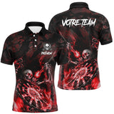 T-shirt Polo Darts Skull Personnalisé – Style Gothique Flamme | Vêtements Équipe Fléchettes Homme - A06172501