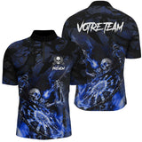 T-shirt Polo Darts Skull Personnalisé – Style Gothique Flamme | Vêtements Équipe Fléchettes Homme - A06172501