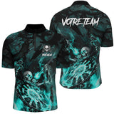 T-shirt Polo Darts Skull Personnalisé – Style Gothique Flamme | Vêtements Équipe Fléchettes Homme - A06172501