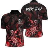 T-shirt Polo Darts Skull Personnalisé – Style Gothique Flamme | Vêtements Équipe Fléchettes Homme - A06172501