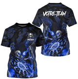 T-shirt Polo Darts Skull Personnalisé – Style Gothique Flamme | Vêtements Équipe Fléchettes Homme - A06172501