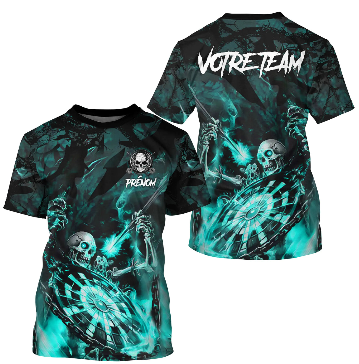 T-shirt Polo Darts Skull Personnalisé – Style Gothique Flamme | Vêtements Équipe Fléchettes Homme - A06172501