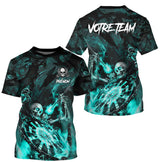T-shirt Polo Darts Skull Personnalisé – Style Gothique Flamme | Vêtements Équipe Fléchettes Homme - A06172501