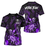 T-shirt Polo Darts Skull Personnalisé – Style Gothique Flamme | Vêtements Équipe Fléchettes Homme - A06172501
