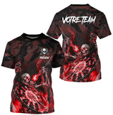 T-shirt Polo Darts Skull Personnalisé – Style Gothique Flamme | Vêtements Équipe Fléchettes Homme - A06172501