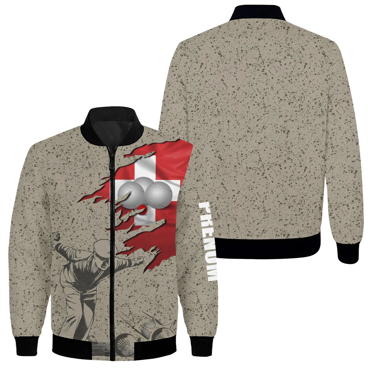 Tenue pétanque Suisse – Polo, veste, short et pantalon personnalisés - A14082501  - veste zippée