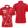 Polo golf homme noir silhouette golfeur swing devant prénom manche personnalisé