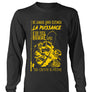 T-shirt manches longues humour vieil pêcheur lettrage jaune silhouette pêcheur senior fond noir