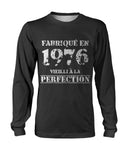 T-shirt manches longues gris anthracite anniversaire 1976 lettrage blanc usé Vieilli à la perfection