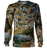T-shirt manches longues all-over pêche silure 3D photoréaliste camouflage roseau écailles