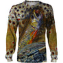 T-shirt manches longues all-over peau truite arc-en-ciel mouches artificielles salmonidé