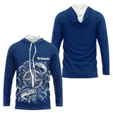 Maillot Cadeau Pêcheur Bleu Marine Personnalisé Boussole - Long Sleeves Hoodie Homme