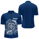 Maillot Cadeau Pêcheur Bleu Marine Personnalisé Boussole - Polo Zippé Homme