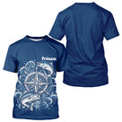 Maillot Cadeau Pêcheur Bleu Marine Personnalisé Boussole - T-Shirt Homme