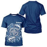 Maillot Cadeau Pêcheur Bleu Marine Personnalisé Boussole - T-Shirt Homme