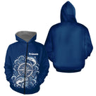 Maillot Cadeau Pêcheur Bleu Marine Personnalisé Boussole - Zippé Hoodie Homme