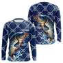 Maillot Carpiste Pêche Bleu Marine - Personnalisé Prénom - Long Sleeves Homme