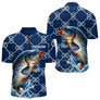Maillot Carpiste Pêche Bleu Marine - Personnalisé Prénom - Polo Zippé Homme