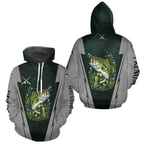 Maillot Club Pêche Bass Homme - Vert & Gris Personnalisé - Hoodie Homme