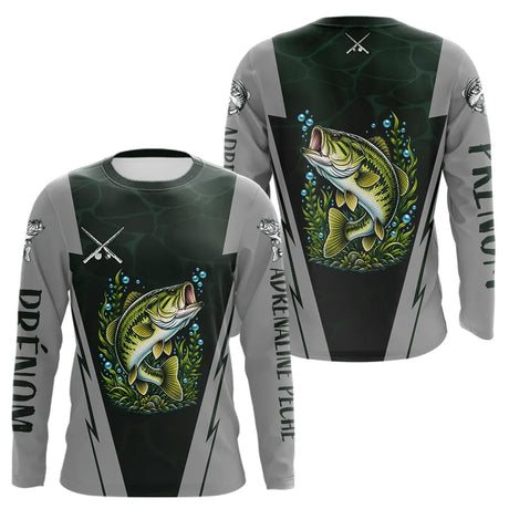 Maillot Club Pêche Bass Homme - Vert & Gris Personnalisé - Long Sleeves Homme