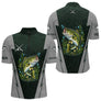 Maillot Club Pêche Bass Homme - Vert & Gris Personnalisé - Polo Zippé Homme