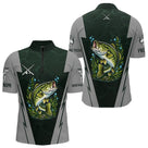 Maillot Club Pêche Bass Homme - Vert & Gris Personnalisé - Polo Zippé Homme